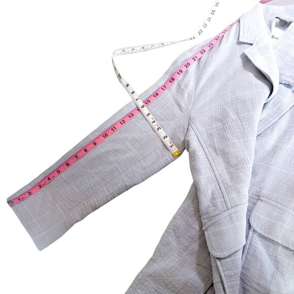 Madewell NEW Larsen Cotton Linen Relaxed Blazer in Windowpane Blue White Small - Picture 11 of 11